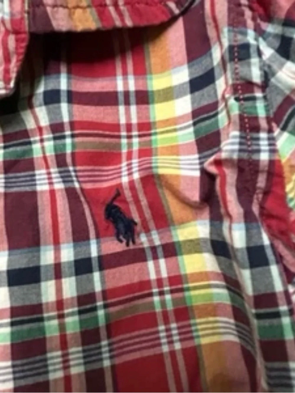 Toddler Boy Ralph Lauren Red Yellow Navy Blue Plaid Button Down Shirt Size 3T